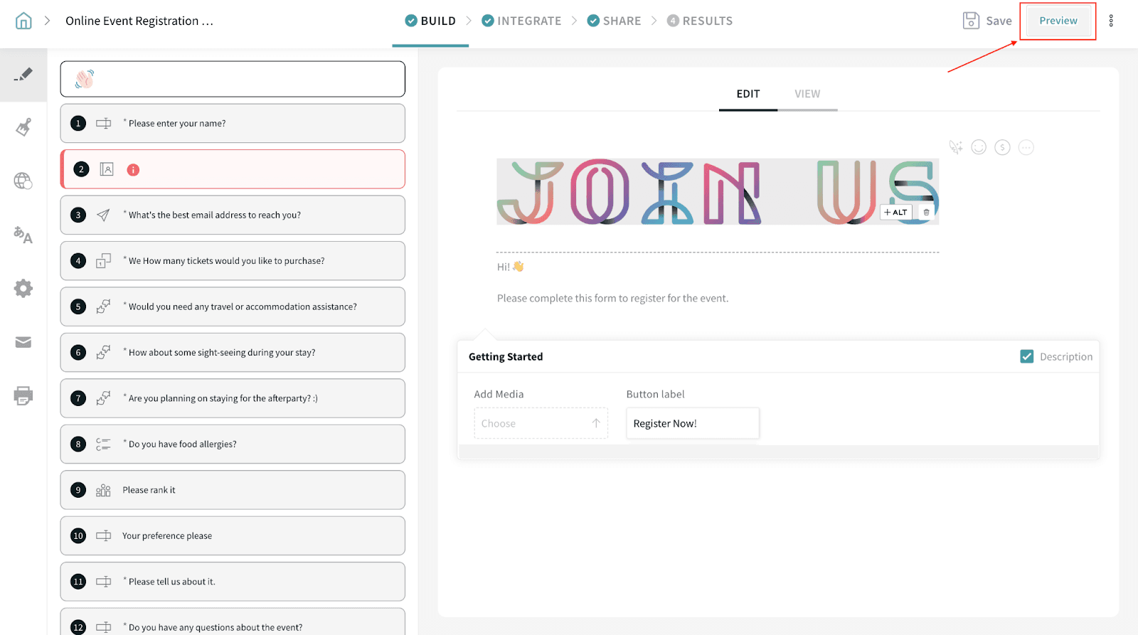 SurveySparrow: Preguntas y edición del formulario desde el constructor.